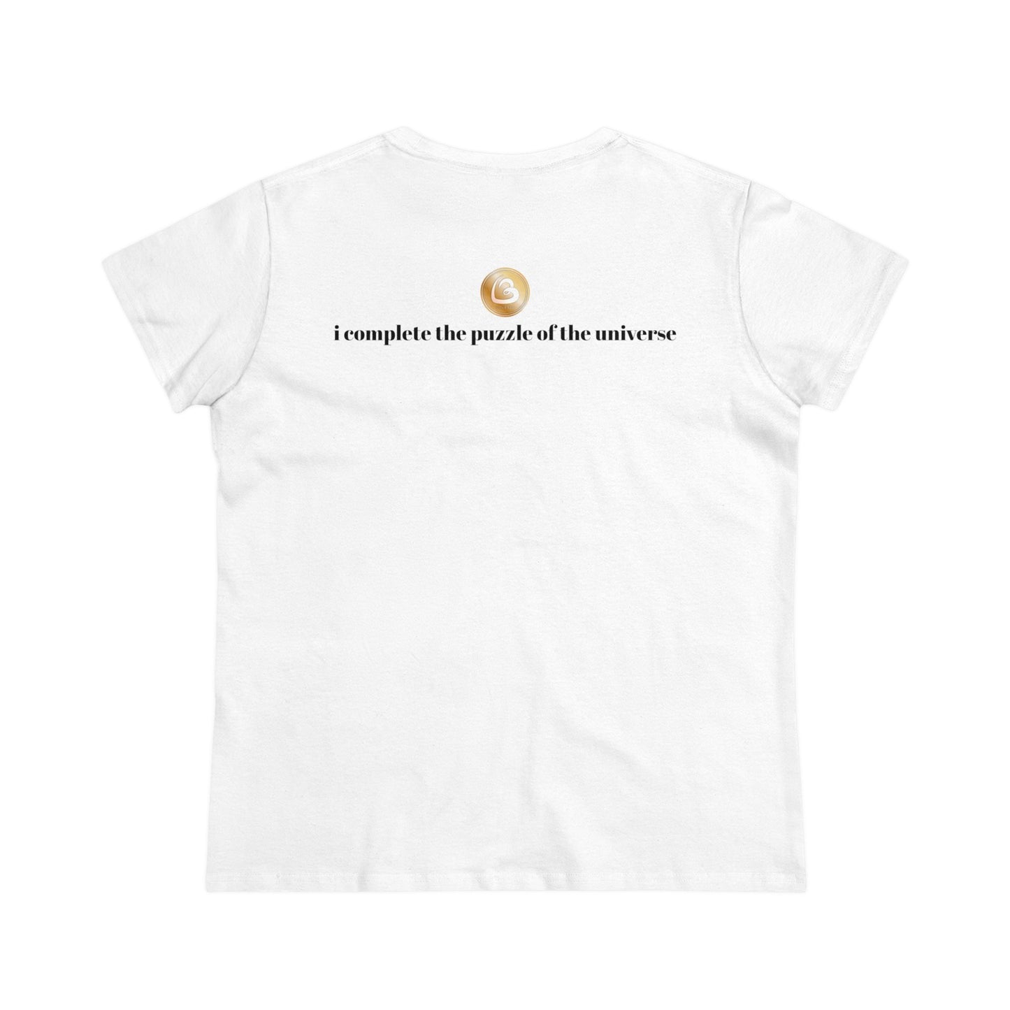 Love333 Coin "i complete the puzzle of the universe" Women's Midweight Cotton Tee