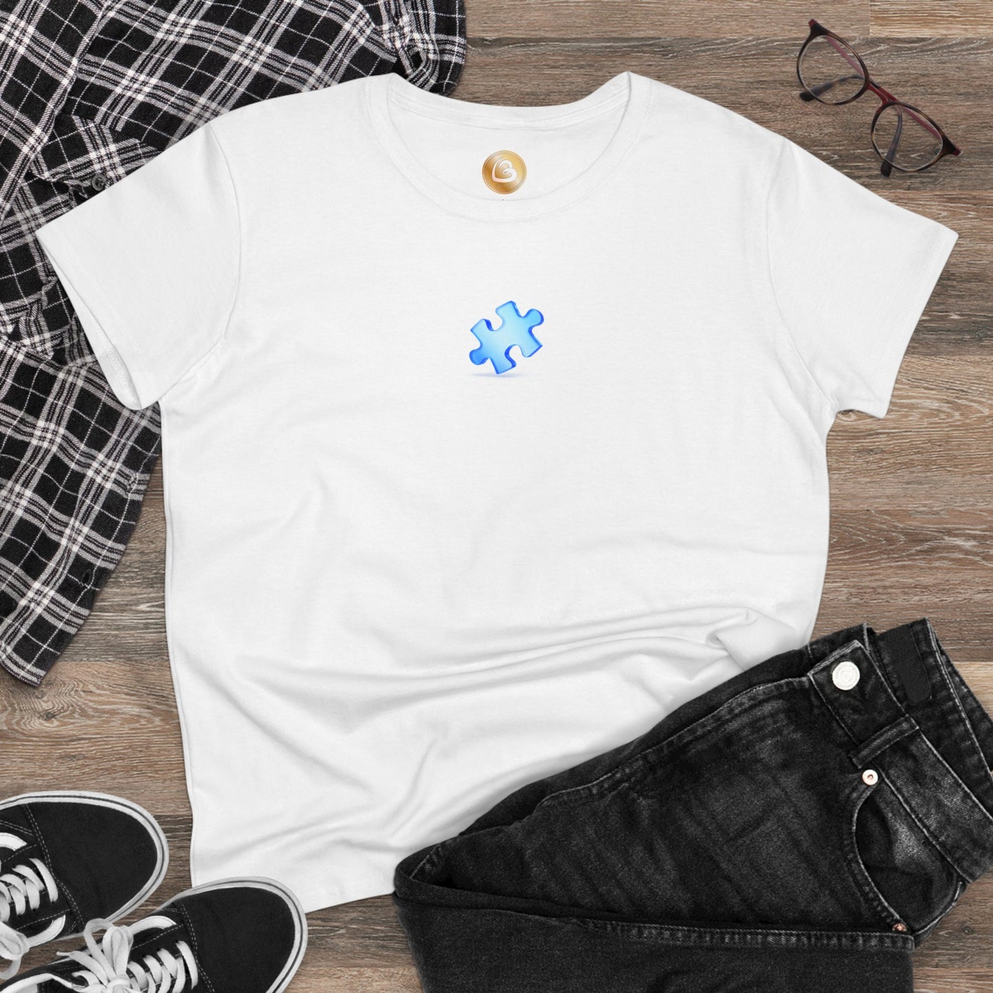Love333 Coin "i complete the puzzle of the universe" Women's Midweight Cotton Tee