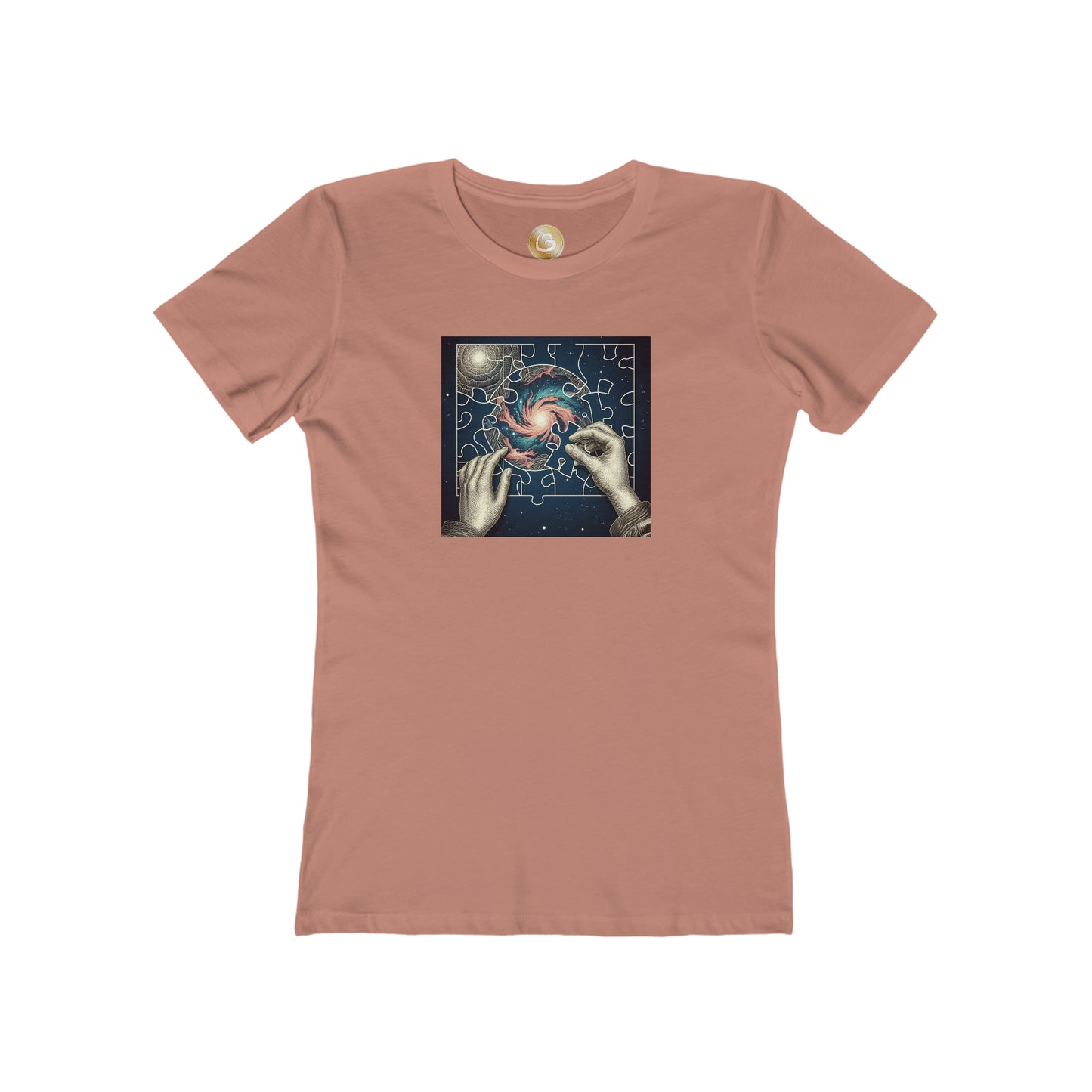 Love333 Coin "i complete the puzzle of the universe" The Boyfriend Tee for Women