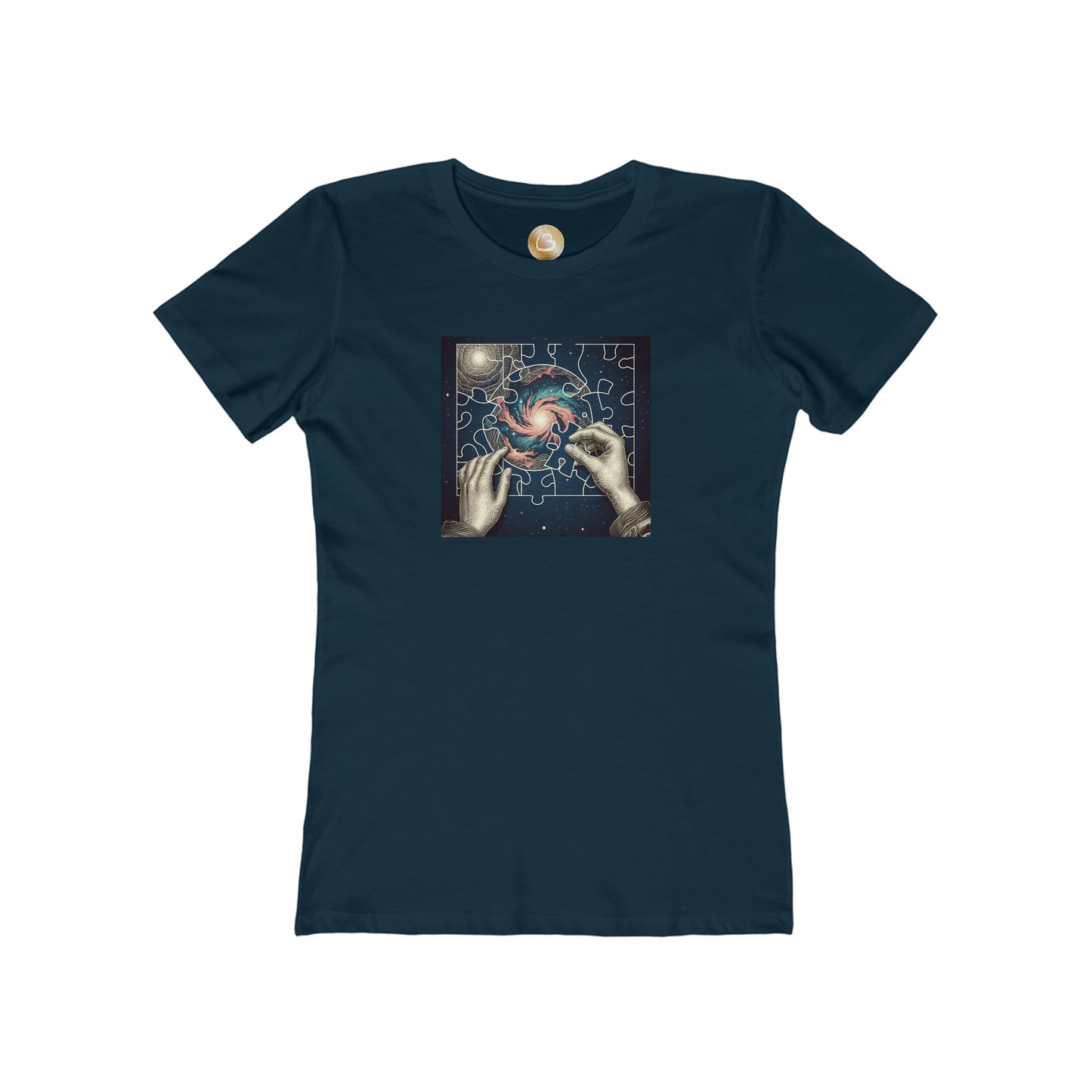 Love333 Coin "i complete the puzzle of the universe" The Boyfriend Tee for Women