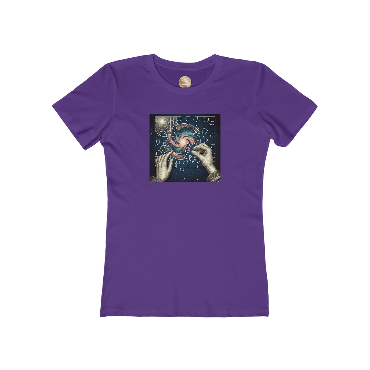 Love333 Coin "i complete the puzzle of the universe" The Boyfriend Tee for Women
